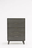 30" Grey Wash Solid Wood Five Drawer Standard Chest