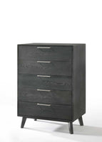 30" Grey Wash Solid Wood Five Drawer Standard Chest