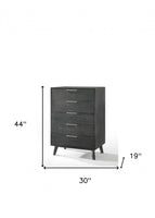 30" Grey Wash Solid Wood Five Drawer Standard Chest