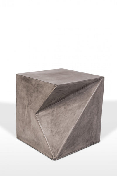 Asymmetric Dark Gray Concrete Cubed Stool