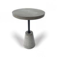 Mod Textured Gray Concrete and Black Metal Pedestal End Table