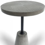 Mod Textured Gray Concrete and Black Metal Pedestal End Table