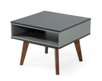 Dark Oak and Shades of Gray Open Rectangle End Table