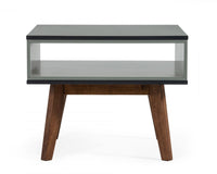 Dark Oak and Shades of Gray Open Rectangle End Table