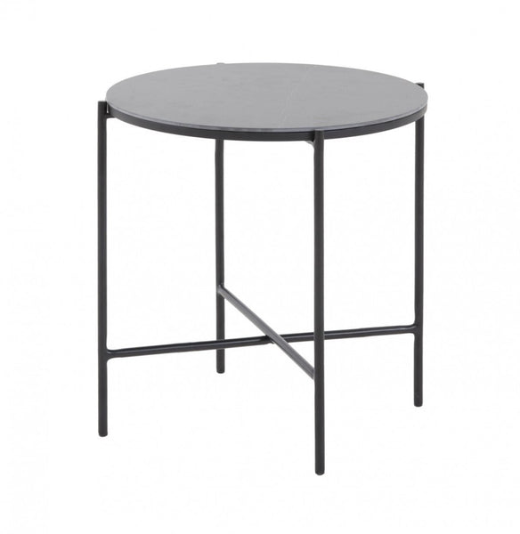 Modern Industrial Black Round Ceramic Side Table