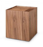 Compact Multipurpose Walnut Rolling End Table with Hidden Storage