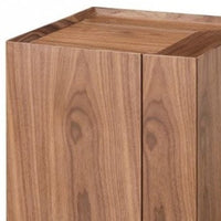 Compact Multipurpose Walnut Rolling End Table with Hidden Storage