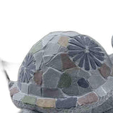 10" Gray Happy Turtle Mosaic Tile with Solar Eyes Indoor Outdoor