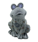 14" Frog Mosaic Tile with Solar Eyes Indoor Outdoor Statue