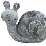 10" Grey Happy Snail Mosaic Tile Indoor Outdoor Statue
