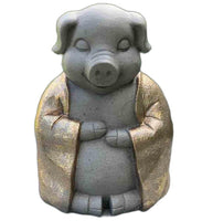 14" Golden Praying Pig Indoor Outdoor Statue