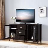 Modern Rustic Red Cocoa Tall TV Stand with two Glass Cabinets