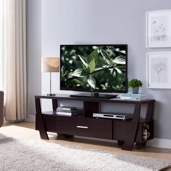 Red Cocoa Stylish Curved Legs TV Stand with Drawers