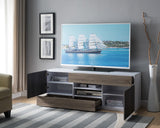 Contemporary White and Dark Taupe with Distressed Gray TV Stand