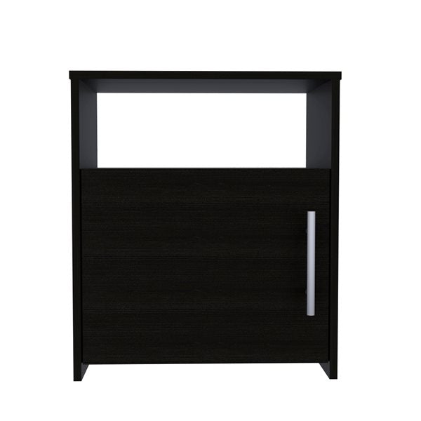Black Wengue Nightstand with One Door Panel Cabinet