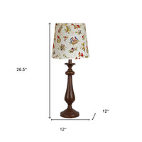 Brown Candlestick Woodland Birds Shade Table Lamp