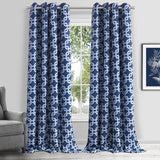 84? Navy Interlock Pattern Window Curtain Panel