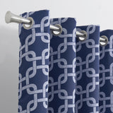 84? Navy Interlock Pattern Window Curtain Panel