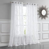 84? White Trellis Pattern Embroidered Window Curtain Panel