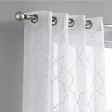 84? White Trellis Pattern Embroidered Window Curtain Panel