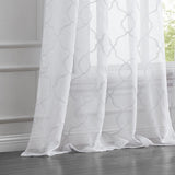 84? White Trellis Pattern Embroidered Window Curtain Panel