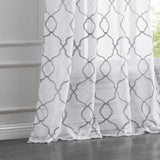 84? Silver Trellis Pattern Embroidered Window Curtain Panel