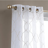 84? Charcoal Trellis Pattern Embroidered Window Curtain Panel