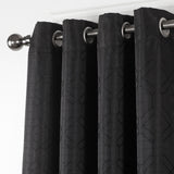 84" Black Linework Textured Window Curtain Panel