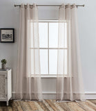 84? Tan Ribbon Embellished Window Curtain Panel
