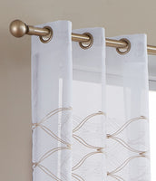 Set of Two 84"  Gold Wave Embroidered Window Panels