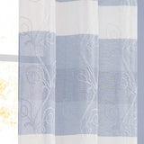 Set of Two 96"  Blue Striped Floral Embroidery Window Panels
