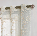 Set of Two 96"  Beige Boho Embroidered Window Panels