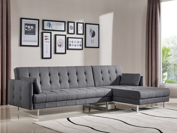 Modern Loft Gray Fabric Right Facing Sofa Bed