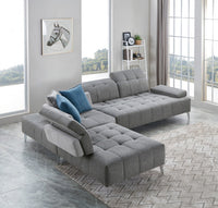 Modern Gray Fabric Moveable Back and Adjustable Sectional Sofa