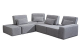 Mod Light Gray Fabric Right Facing Sectional Sofa with Ottoman