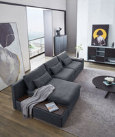 Modern Chic Gray Fabric Modular Sectional Sofa with Storage