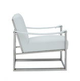 Stylish White Leatherette And Steel Chair