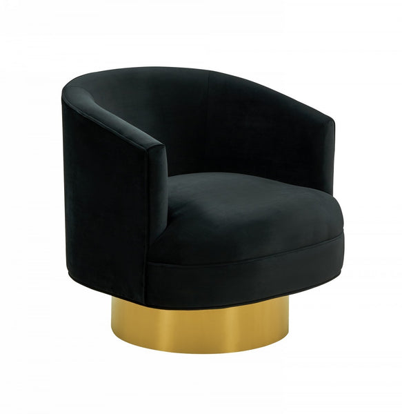 Modern Black and Gold Velvet Accent Chair