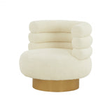 Modern Cream Fabric And Gold Accent Chair