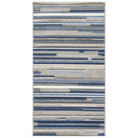 2? x 4? Blue Abstract Striped Indoor Outdoor Area Rug