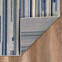 2? x 4? Blue Abstract Striped Indoor Outdoor Area Rug