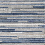 2? x 4? Blue Abstract Striped Indoor Outdoor Area Rug