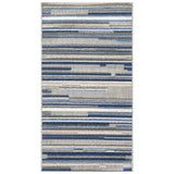 8' Round Blue Abstract Striped Indoor Outdoor Area Rug