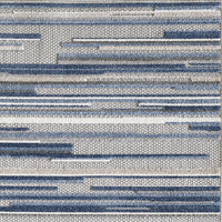 8' Round Blue Abstract Striped Indoor Outdoor Area Rug