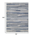 8? x 10? Blue Abstract Striped Indoor Outdoor Area Rug