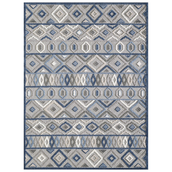 2? x 4? Gray Blue Aztec Pattern Indoor Outdoor Area Rug