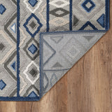 2? x 4? Gray Blue Aztec Pattern Indoor Outdoor Area Rug