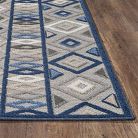 2? x 4? Gray Blue Aztec Pattern Indoor Outdoor Area Rug