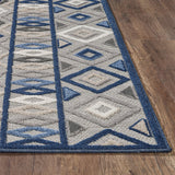 2? x 4? Gray Blue Aztec Pattern Indoor Outdoor Area Rug