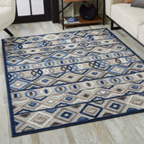 2? x 4? Gray Blue Aztec Pattern Indoor Outdoor Area Rug